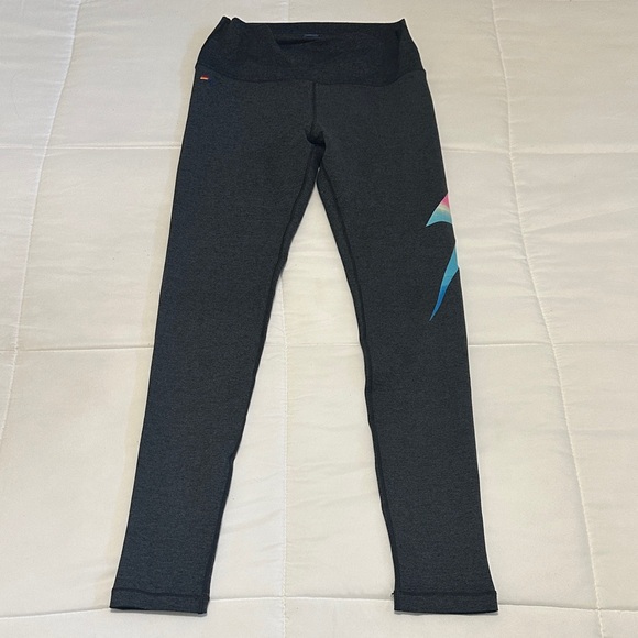 Aviator Nation Dark Gray Leggings with Colorful Side Stripe - Picture 2 of 2